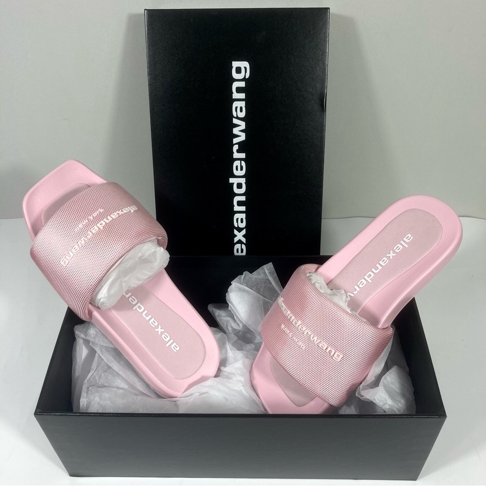 *SOLD* Alexander Wang Logo Pool Slides Light Pink EU 36 37 39 NEW - Picture 4 of 16